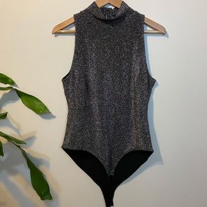 Silver Sparkly high neck bodysuit